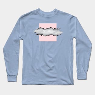 Blush Pink Gray and Black Graphic Cloud Effect Long Sleeve T-Shirt